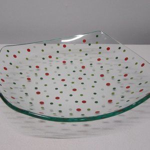 NEW! Pampered Chef Christmas Polka-Dot Glass Serving Dish